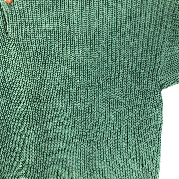 Vintage 90'S WOOLRICH ribbed cotton knit sweater, henley neck, men's size XL cotton green type Vintage Second Hand