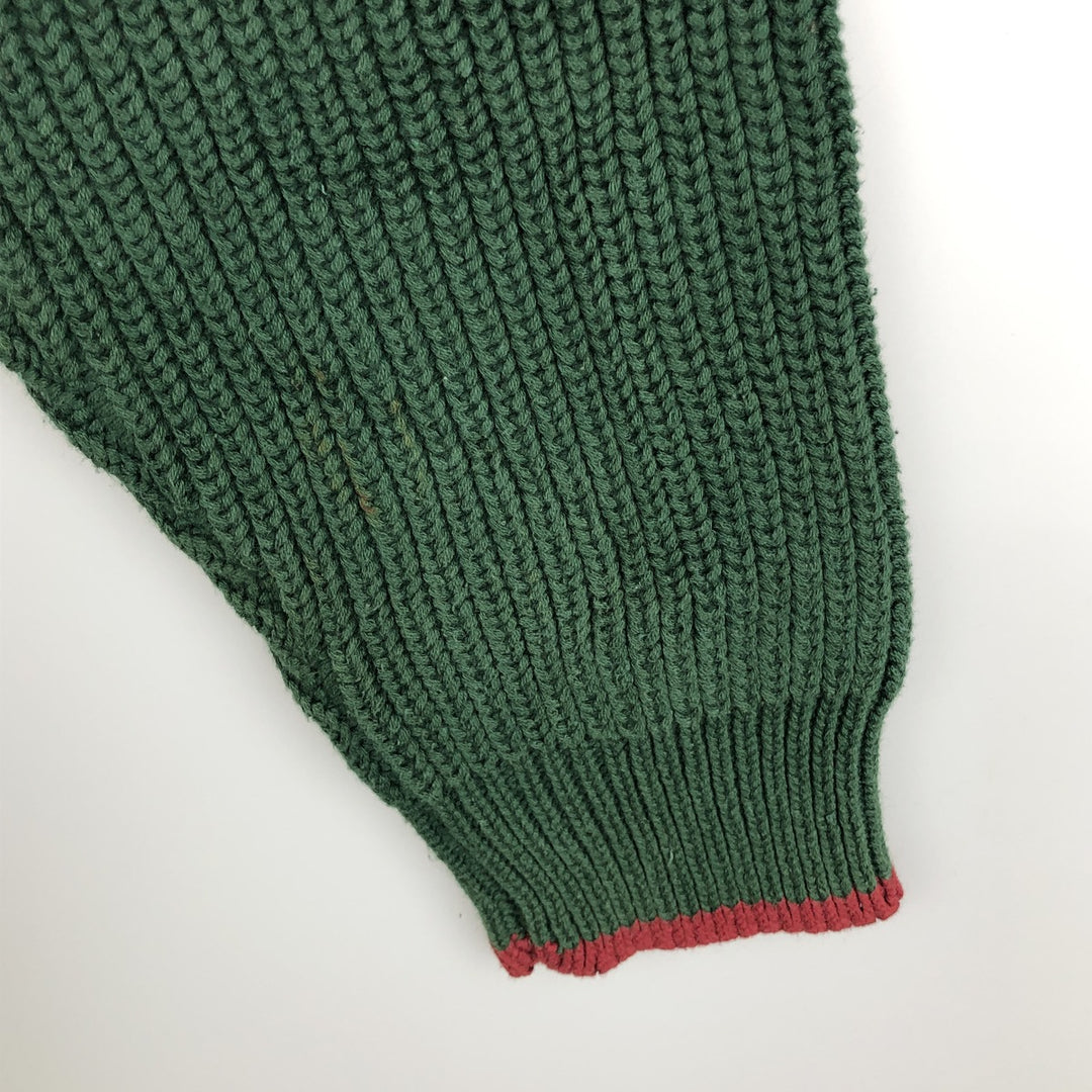 Vintage 90'S WOOLRICH ribbed cotton knit sweater, henley neck, men's size XL cotton green type Vintage Second Hand