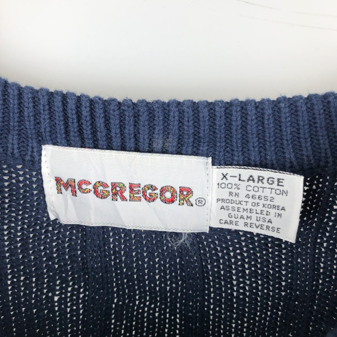 Vintage 1980'S McGREGOR cotton knit sweater, men's size XL cotton navy blue type Vintage Second Hand