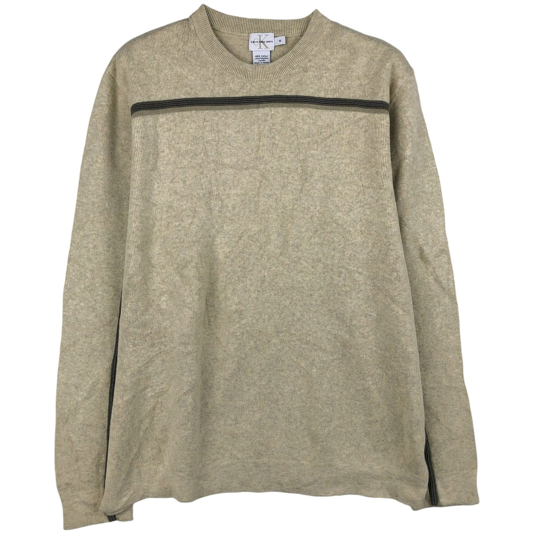 Calvin Klein Jeans Cotton Knit Sweater, Men's Size M cotton Beige type Vintage Second Hand