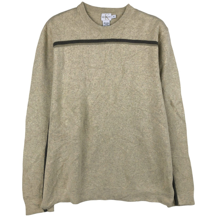 Calvin Klein Jeans Cotton Knit Sweater, Men's Size M cotton Beige type Vintage Second Hand