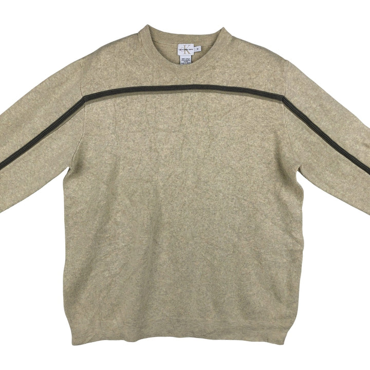 Calvin Klein Jeans Cotton Knit Sweater, Men's Size M cotton Beige type Vintage Second Hand