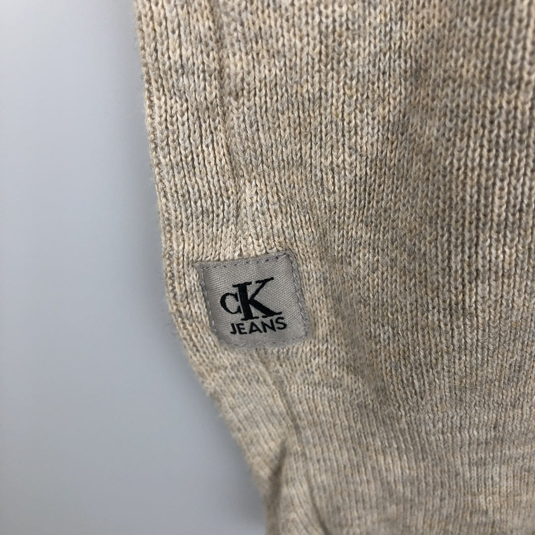 Calvin Klein Jeans Cotton Knit Sweater, Men's Size M cotton Beige type Vintage Second Hand