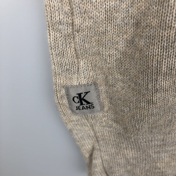 Calvin Klein Jeans Cotton Knit Sweater, Men's Size M cotton Beige type Vintage Second Hand