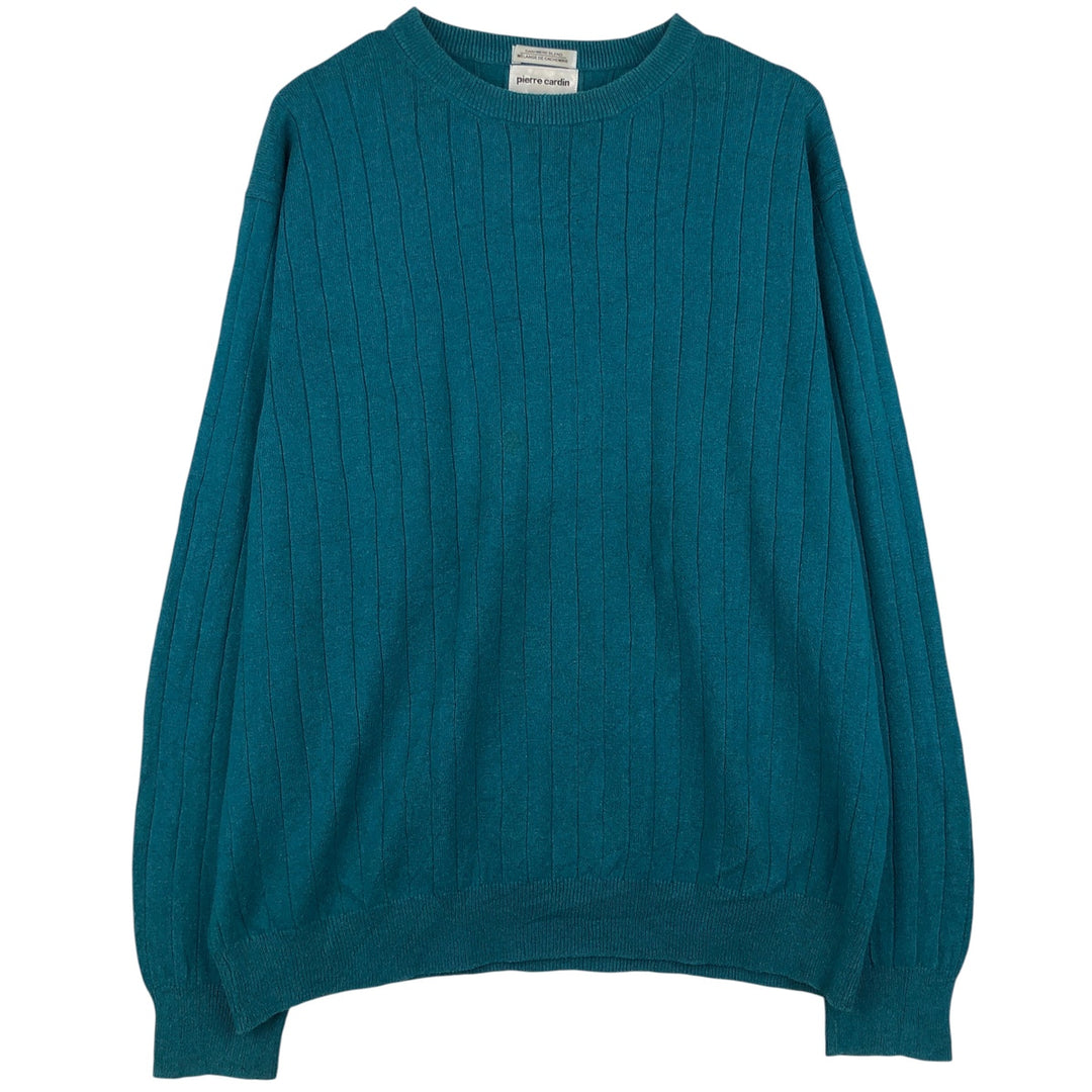 Pierre Cardin Striped Pattern Cashmere Blend Cotton Knit Sweater, Men's Size L cotton green type Vintage Second Hand