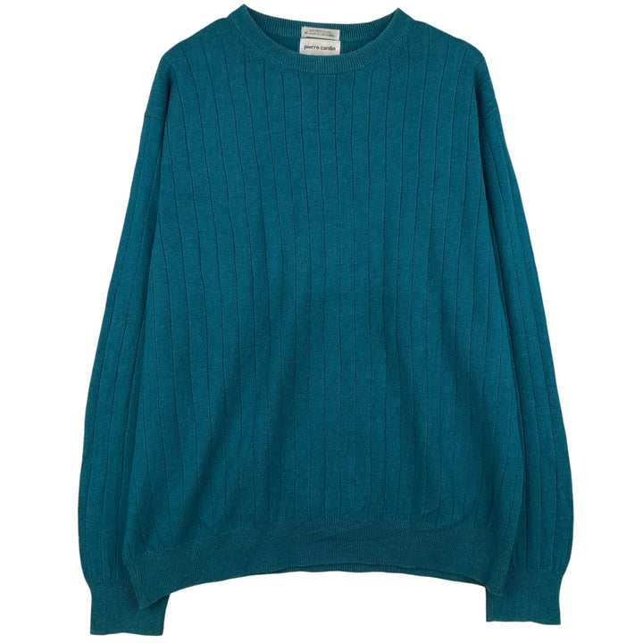 Pierre Cardin Striped Pattern Cashmere Blend Cotton Knit Sweater, Men's Size L cotton green type Vintage Second Hand