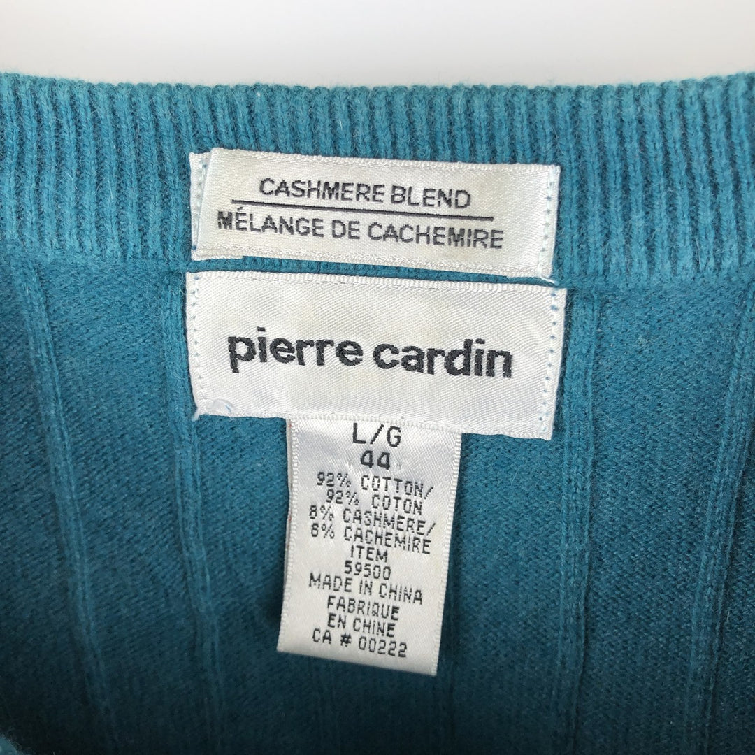 Pierre Cardin Striped Pattern Cashmere Blend Cotton Knit Sweater, Men's Size L cotton green type Vintage Second Hand
