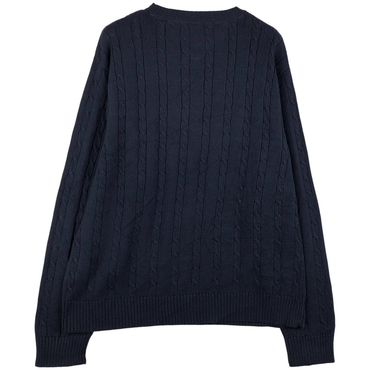 90s~ Tommy Hilfiger TOMMY HILFIGER Cable Knit Cotton Knit Sweater Men's XL Size Vintage cotton navy blue type Vintage Second Hand