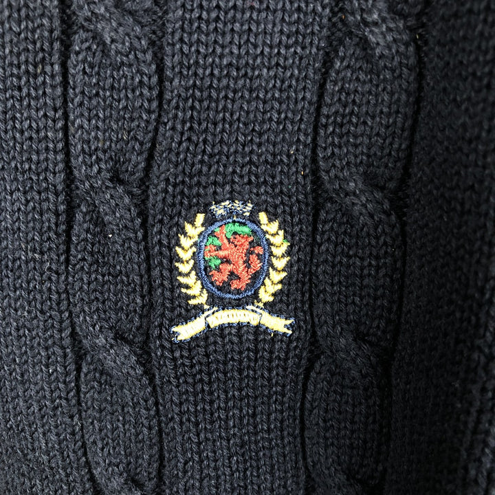 90s~ Tommy Hilfiger TOMMY HILFIGER Cable Knit Cotton Knit Sweater Men's XL Size Vintage cotton navy blue type Vintage Second Hand