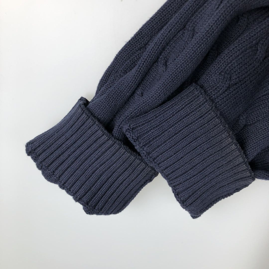 90s~ Tommy Hilfiger TOMMY HILFIGER Cable Knit Cotton Knit Sweater Men's XL Size Vintage cotton navy blue type Vintage Second Hand