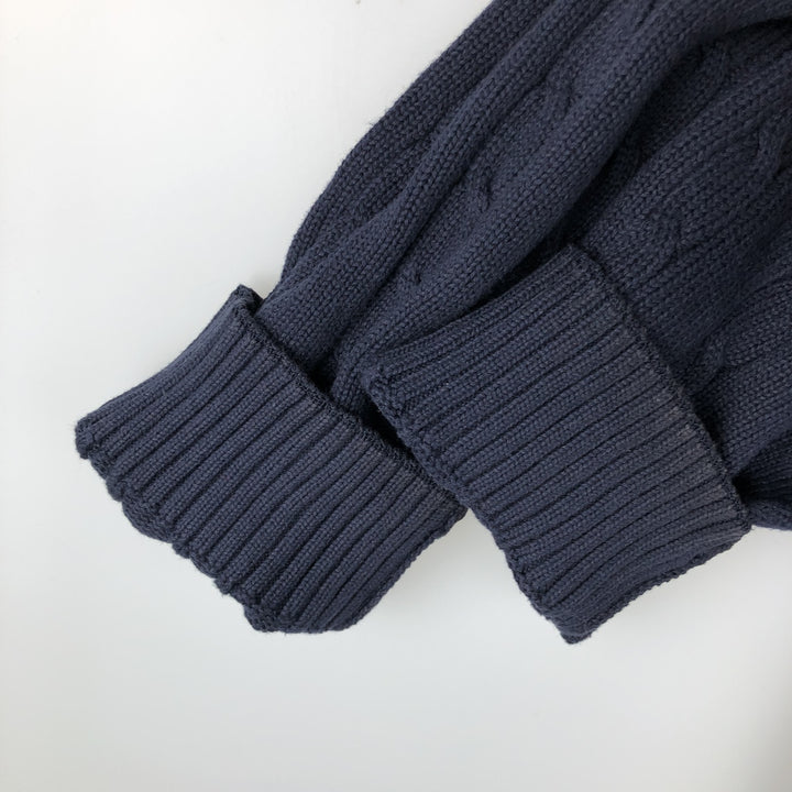 90s~ Tommy Hilfiger TOMMY HILFIGER Cable Knit Cotton Knit Sweater Men's XL Size Vintage cotton navy blue type Vintage Second Hand