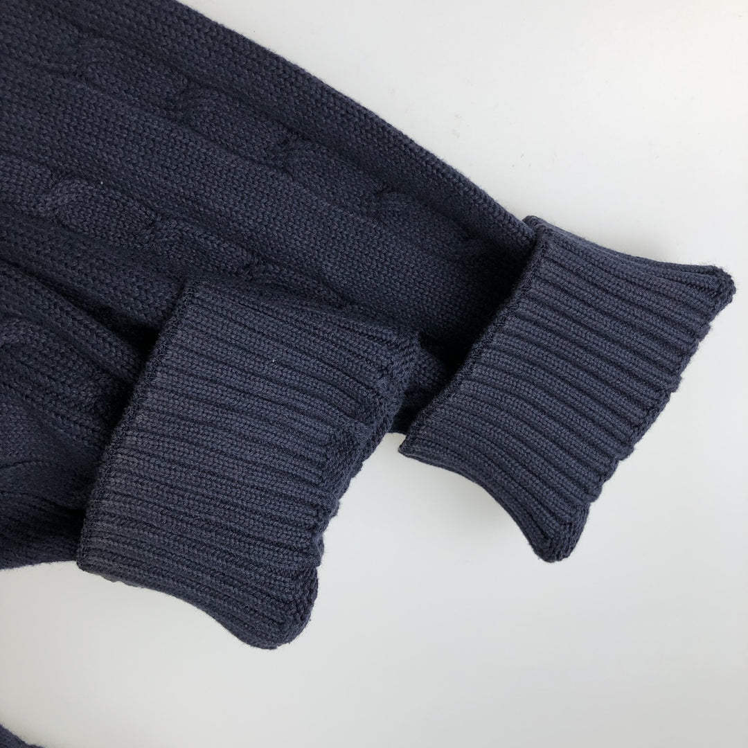 90s~ Tommy Hilfiger TOMMY HILFIGER Cable Knit Cotton Knit Sweater Men's XL Size Vintage cotton navy blue type Vintage Second Hand
