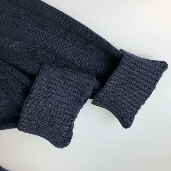 90s~ Tommy Hilfiger TOMMY HILFIGER Cable Knit Cotton Knit Sweater Men's XL Size Vintage cotton navy blue type Vintage Second Hand