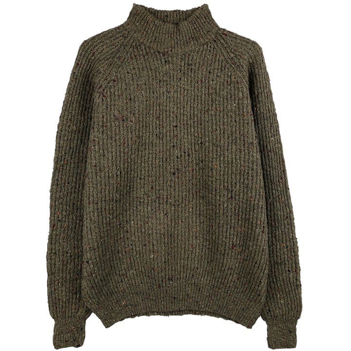80'S Banana Republic Color Nep High Neck Ribbed Cotton Knit Sweater, Men's Size Small cotton Khaki type Vintage Second Hand