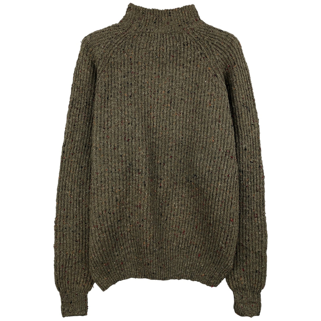 80'S Banana Republic Color Nep High Neck Ribbed Cotton Knit Sweater, Men's Size Small cotton Khaki type Vintage Second Hand