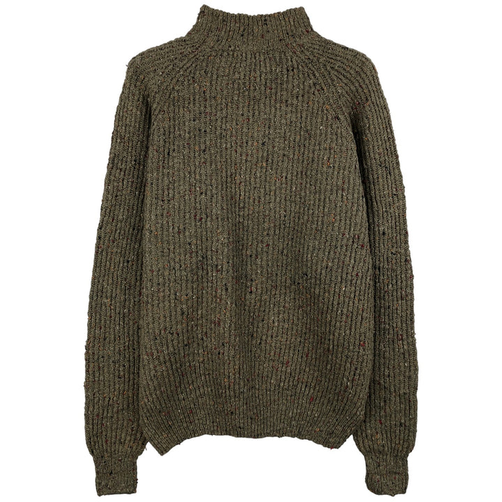 80'S Banana Republic Color Nep High Neck Ribbed Cotton Knit Sweater, Men's Size Small cotton Khaki type Vintage Second Hand