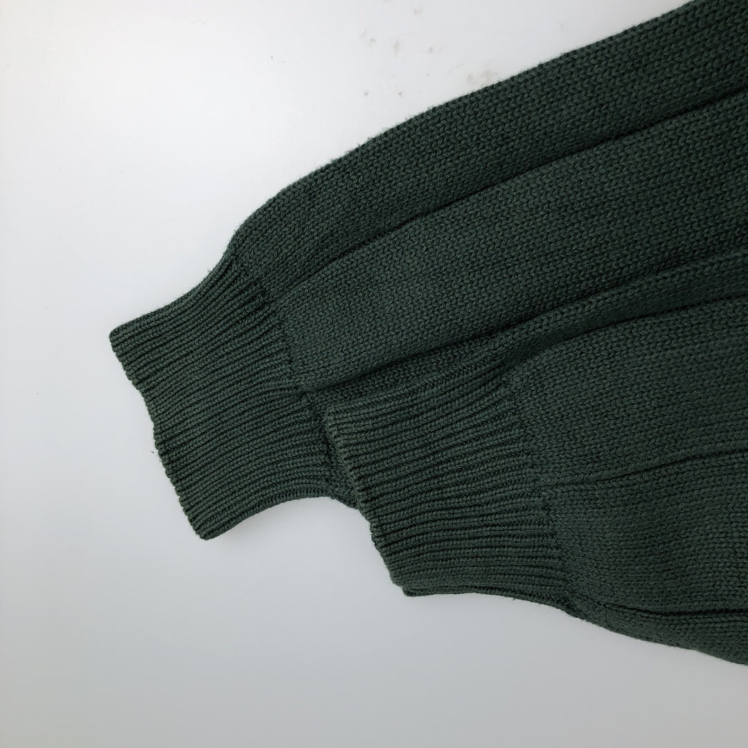 90'S Vintage Nautica V-neck cotton knit sweater, size L, men's cotton Green type dark green Vintage Second Hand