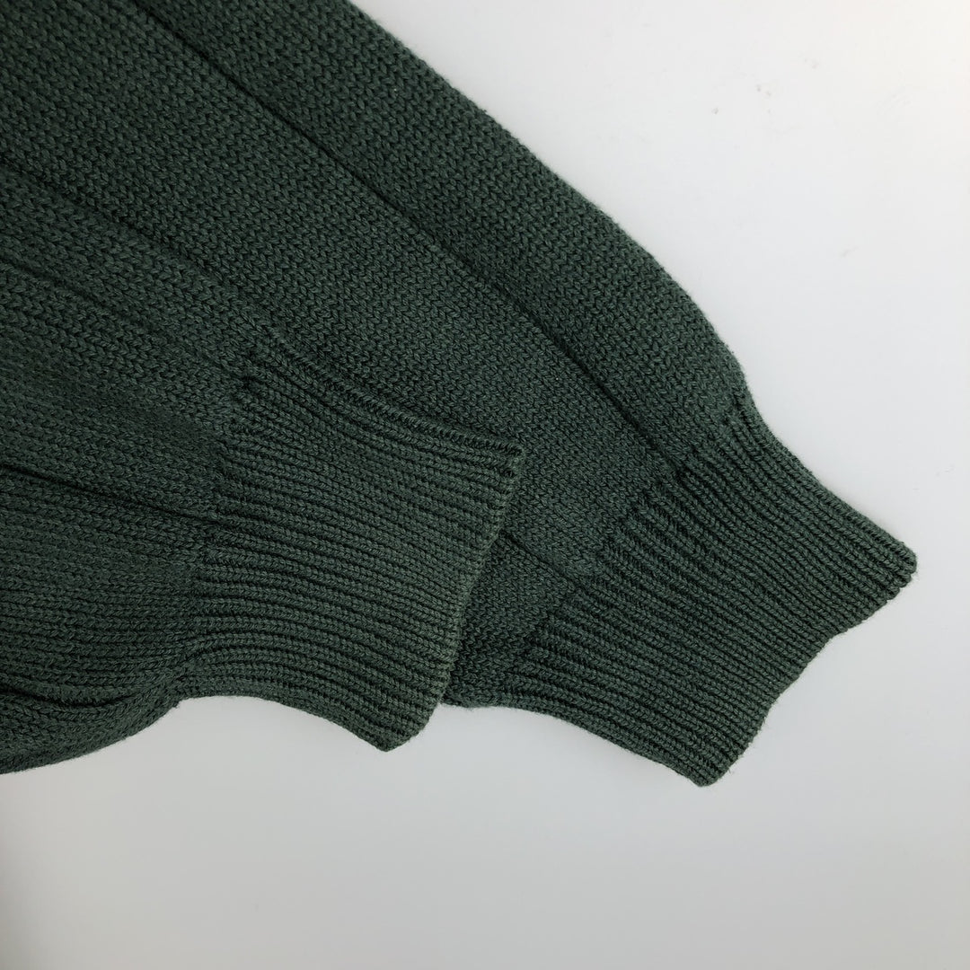 90'S Vintage Nautica V-neck cotton knit sweater, size L, men's cotton Green type dark green Vintage Second Hand