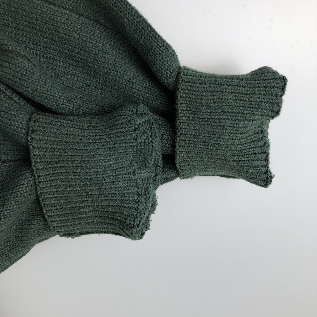 90'S Vintage Nautica V-neck cotton knit sweater, size L, men's cotton Green type dark green Vintage Second Hand
