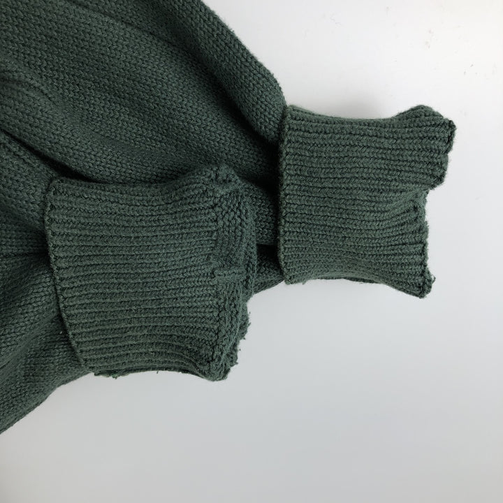 90'S Vintage Nautica V-neck cotton knit sweater, size L, men's cotton Green type dark green Vintage Second Hand