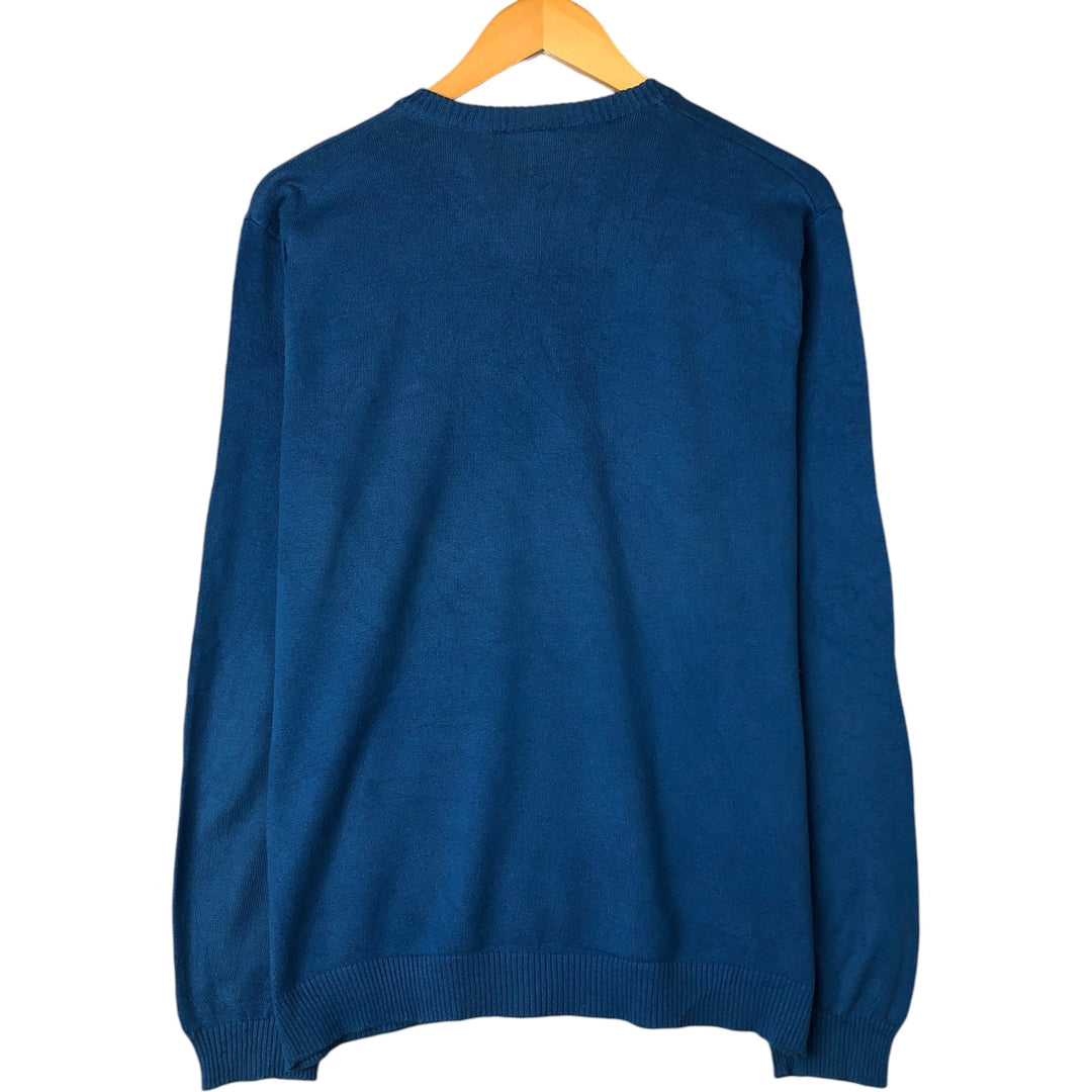 Lacoste V-neck cotton knit sweater, size 5, men's size L cotton blue type Vintage Second Hand