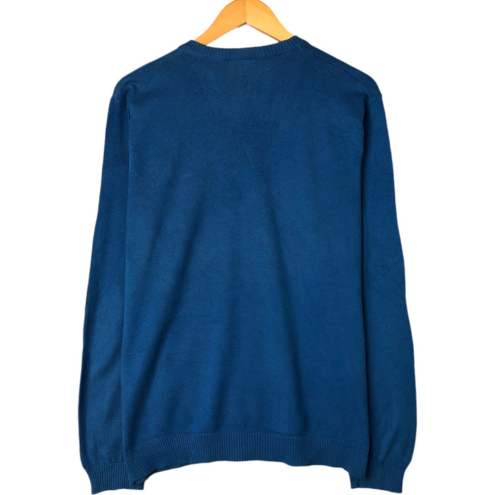 Lacoste V-neck cotton knit sweater, size 5, men's size L cotton blue type Vintage Second Hand
