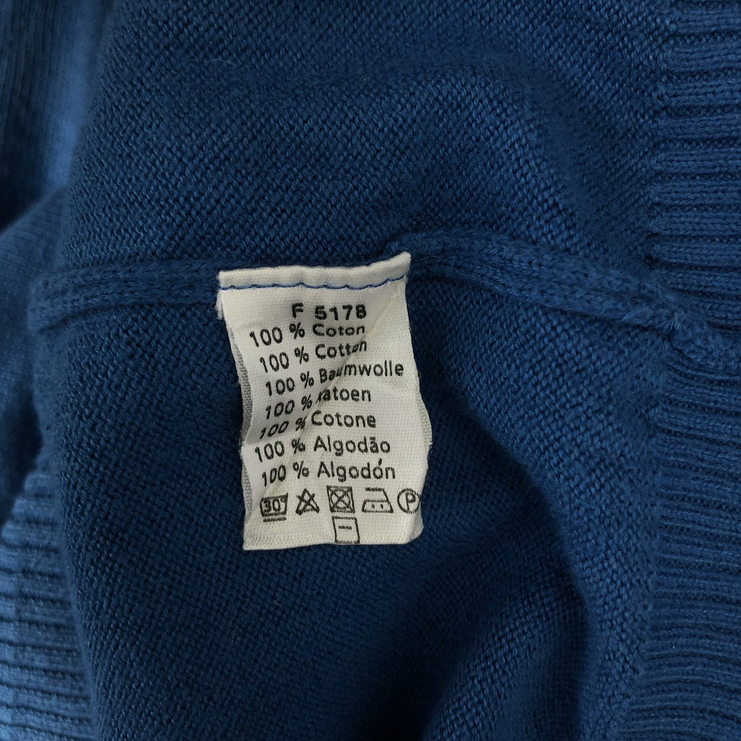 Lacoste V-neck cotton knit sweater, size 5, men's size L cotton blue type Vintage Second Hand