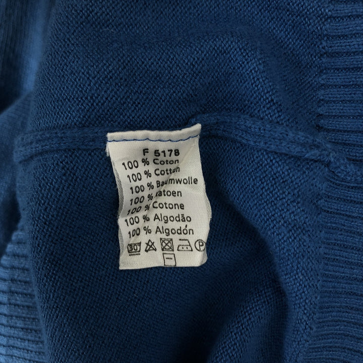 Lacoste V-neck cotton knit sweater, size 5, men's size L cotton blue type Vintage Second Hand