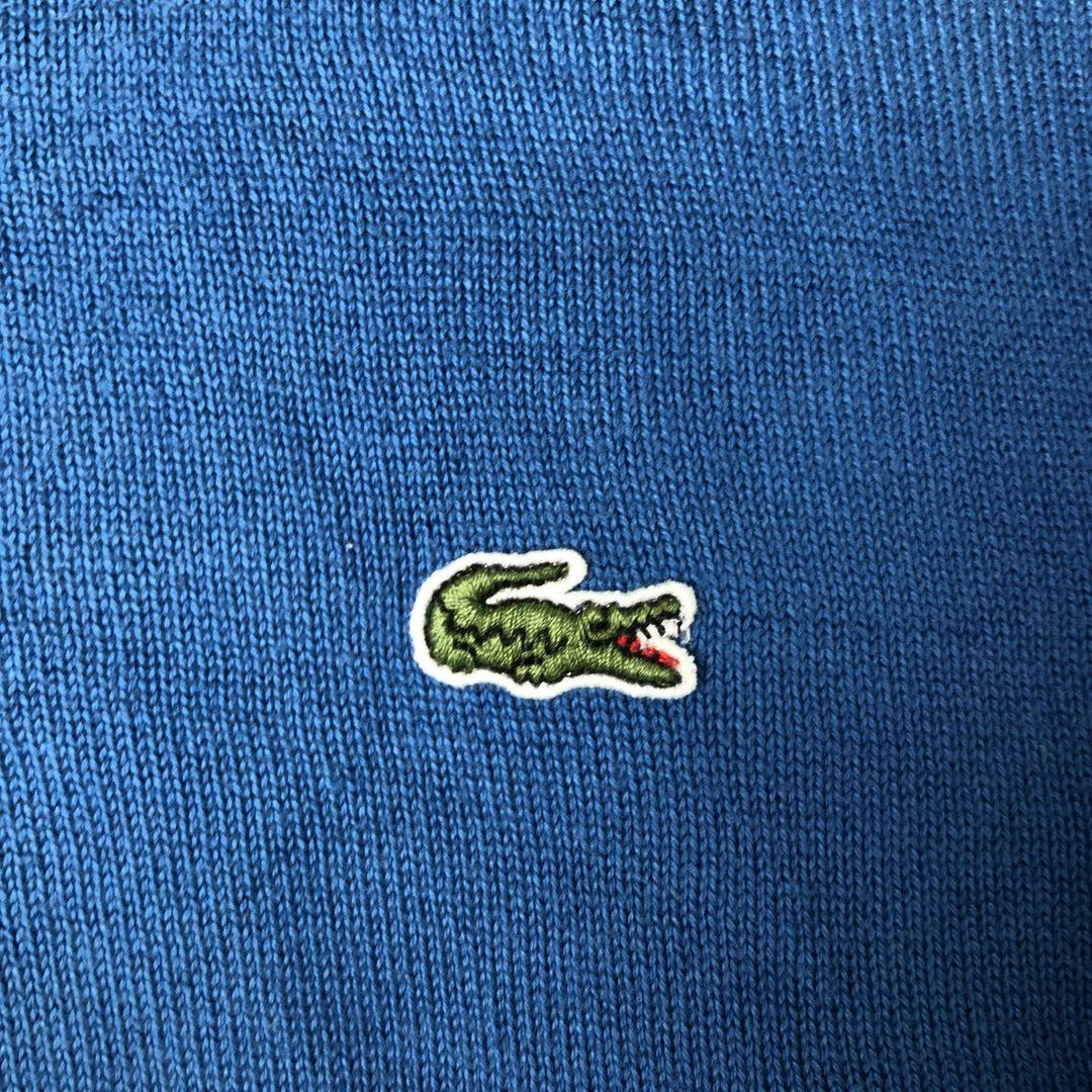 Lacoste V-neck cotton knit sweater, size 5, men's size L cotton blue type Vintage Second Hand