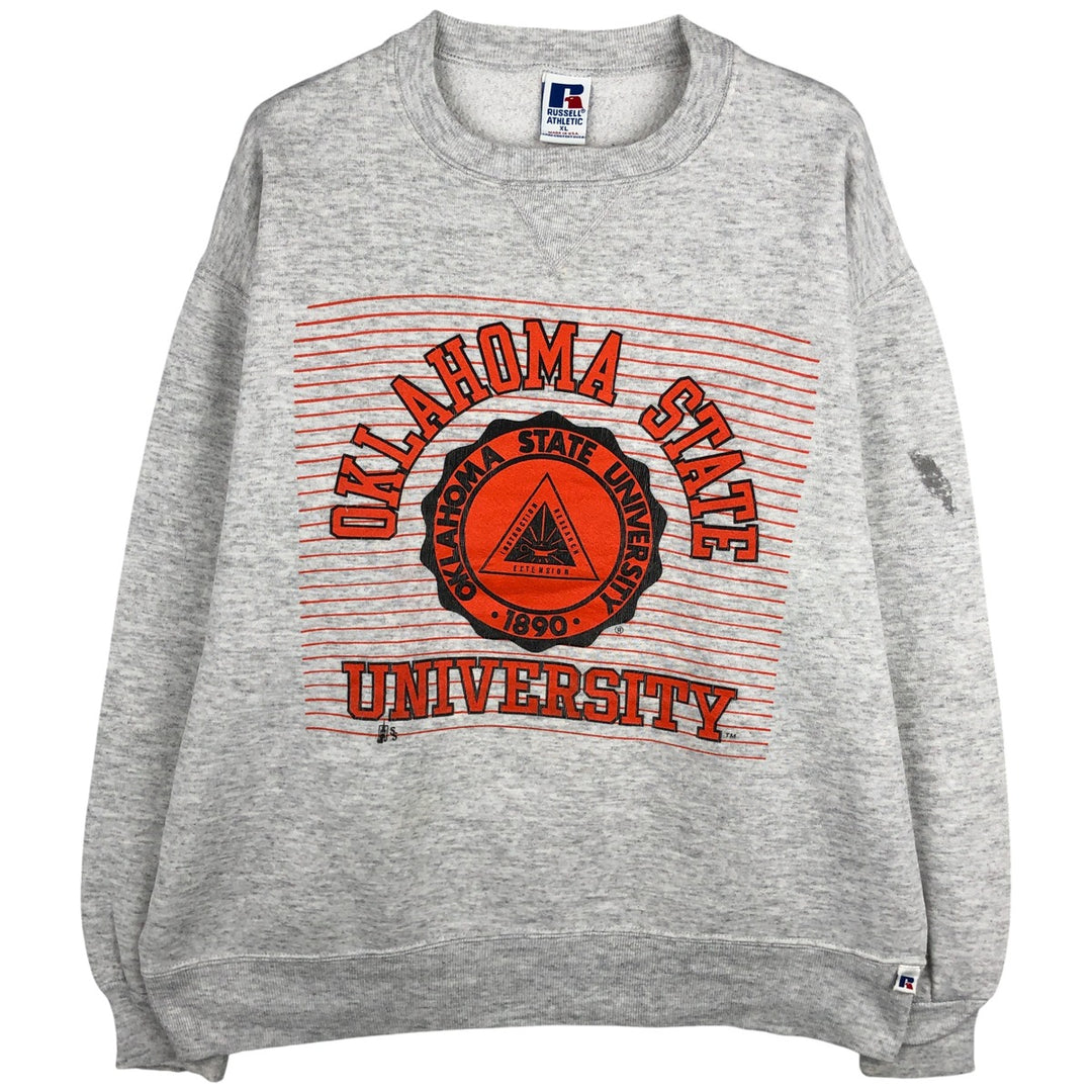 90'S Russell College Sweatshirt, Made in USA, Men's XL, Vintage cotton gray type Vintage Second Hand