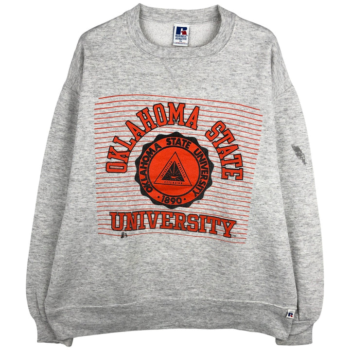 90'S Russell College Sweatshirt, Made in USA, Men's XL, Vintage cotton gray type Vintage Second Hand