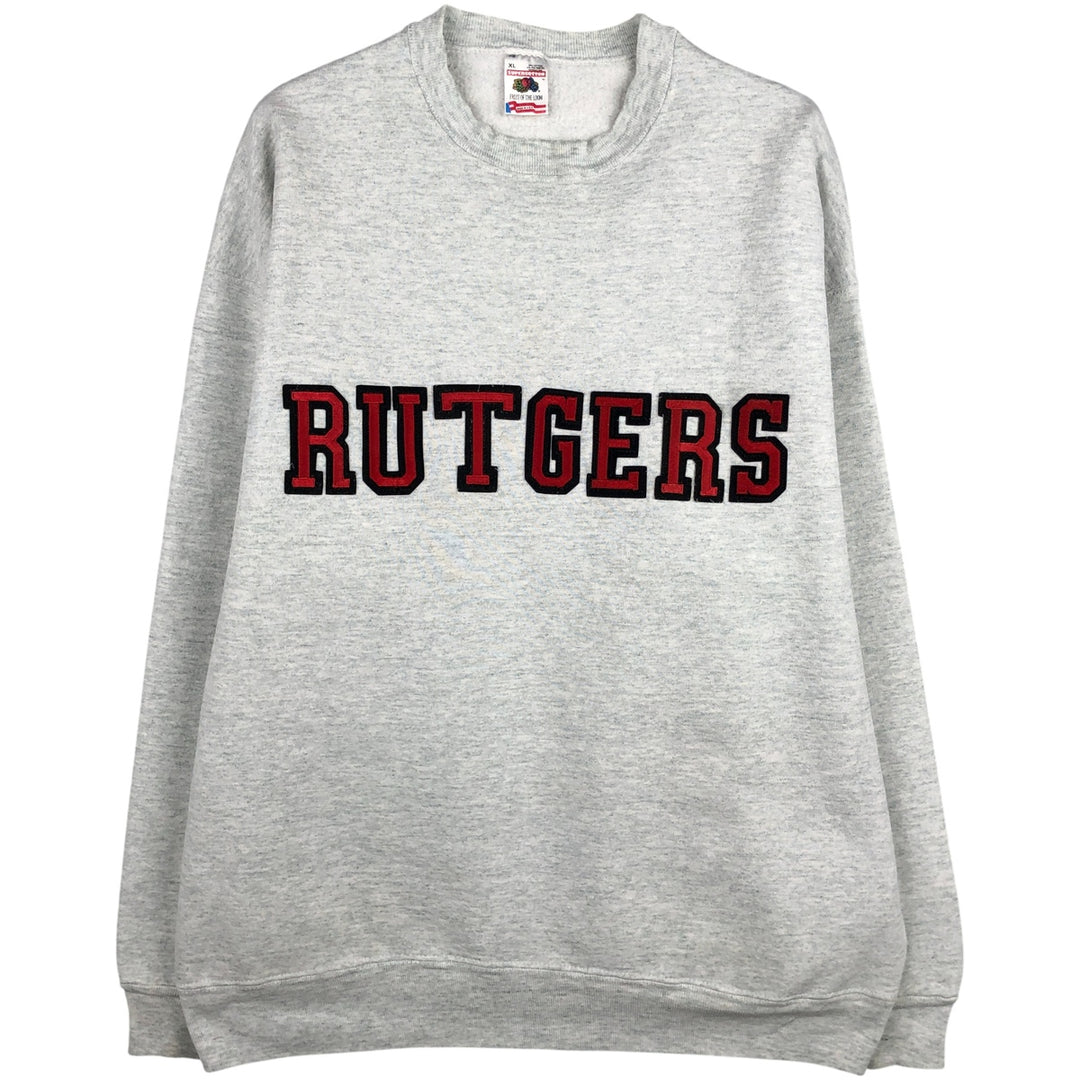90'S Fruit of the Loom College Sweatshirt, Made in USA, Men's XL, Vintage cotton pale white type Vintage Second Hand