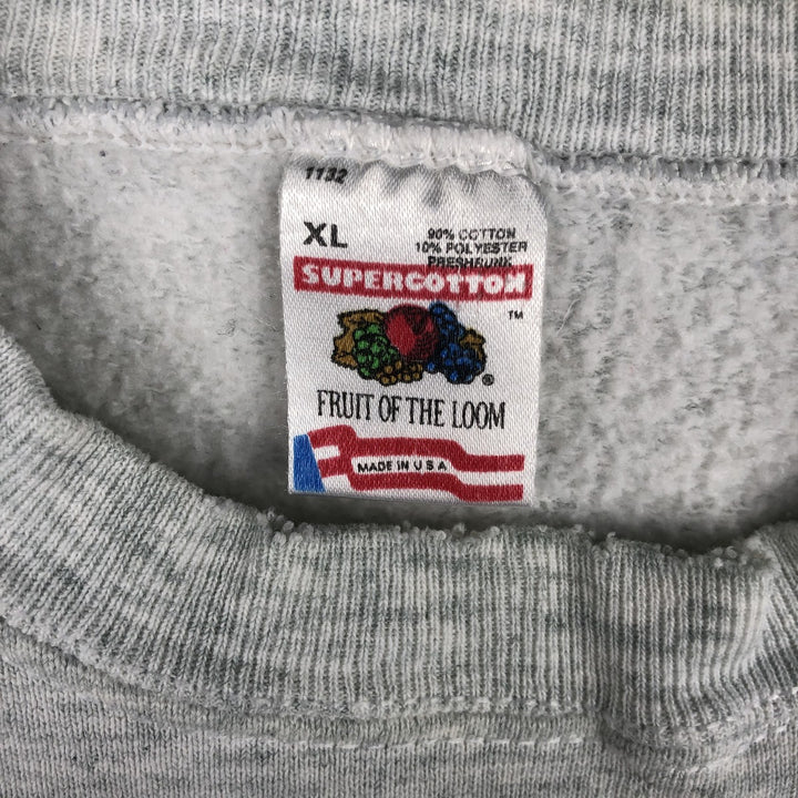90'S Fruit of the Loom College Sweatshirt, Made in USA, Men's XL, Vintage cotton pale white type Vintage Second Hand