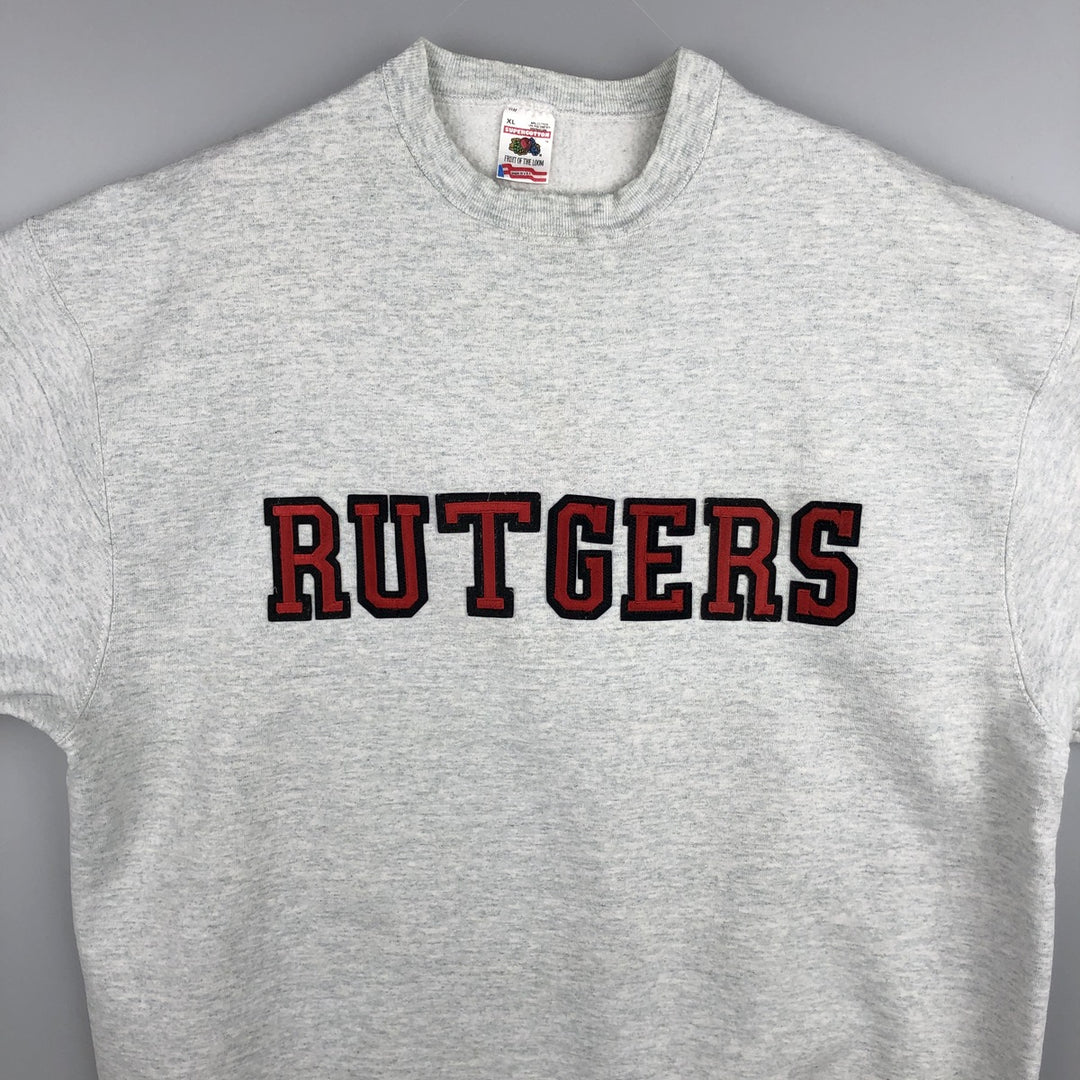 90'S Fruit of the Loom College Sweatshirt, Made in USA, Men's XL, Vintage cotton pale white type Vintage Second Hand