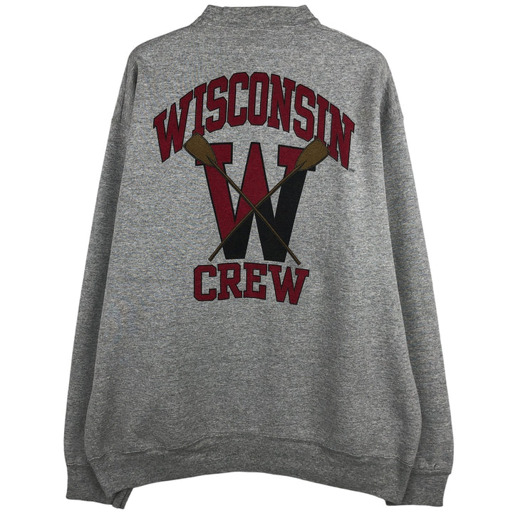 90'S Fruit of the Loom Super Cotton University of Wisconsin College Sweatshirt, Made in USA, Men's Size XL cotton gray type Vintage Second Hand