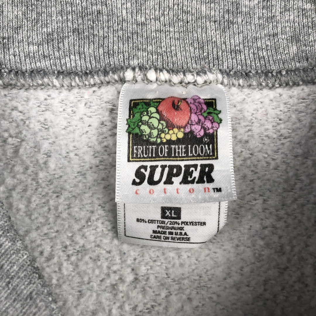 90'S Fruit of the Loom Super Cotton University of Wisconsin College Sweatshirt, Made in USA, Men's Size XL cotton gray type Vintage Second Hand