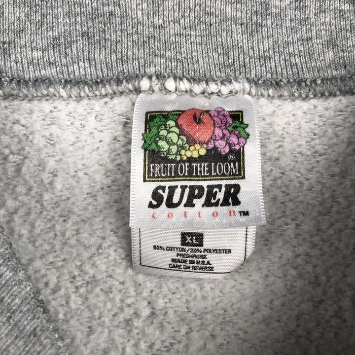 90'S Fruit of the Loom Super Cotton University of Wisconsin College Sweatshirt, Made in USA, Men's Size XL cotton gray type Vintage Second Hand