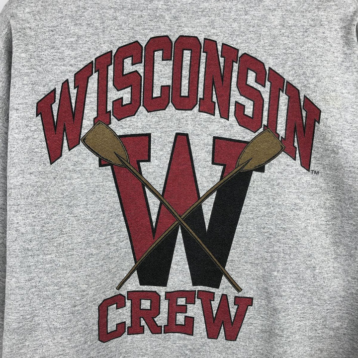 90'S Fruit of the Loom Super Cotton University of Wisconsin College Sweatshirt, Made in USA, Men's Size XL cotton gray type Vintage Second Hand
