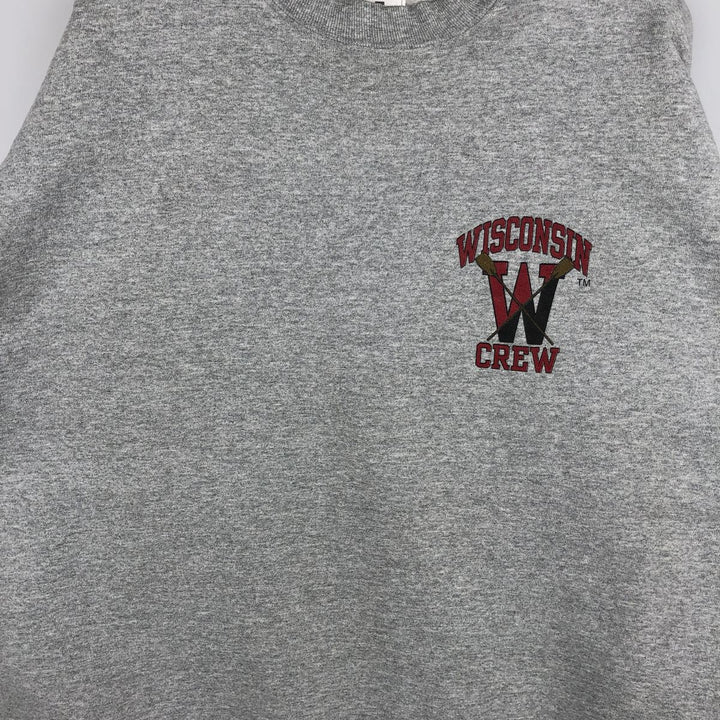 90'S Fruit of the Loom Super Cotton University of Wisconsin College Sweatshirt, Made in USA, Men's Size XL cotton gray type Vintage Second Hand