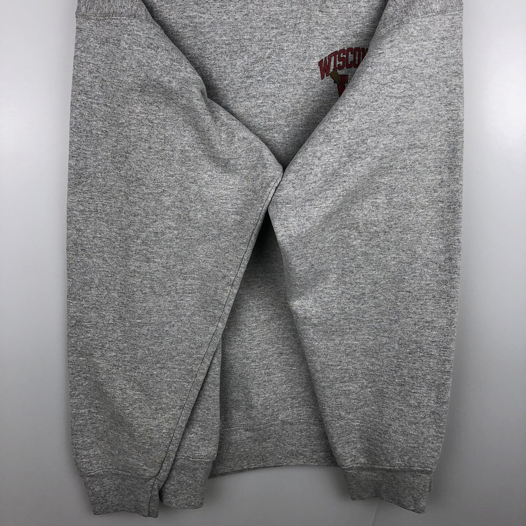 90'S Fruit of the Loom Super Cotton University of Wisconsin College Sweatshirt, Made in USA, Men's Size XL cotton gray type Vintage Second Hand