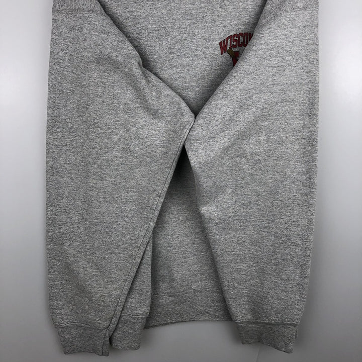 90'S Fruit of the Loom Super Cotton University of Wisconsin College Sweatshirt, Made in USA, Men's Size XL cotton gray type Vintage Second Hand