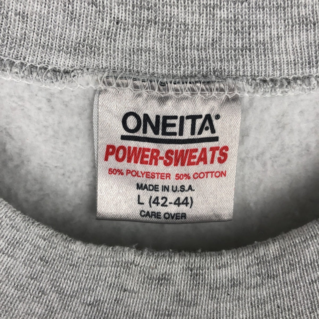 90'S ONEITA Large Print College Sweatshirt, Made in USA, Men's Size L, Vintage cotton white type Vintage Second Hand