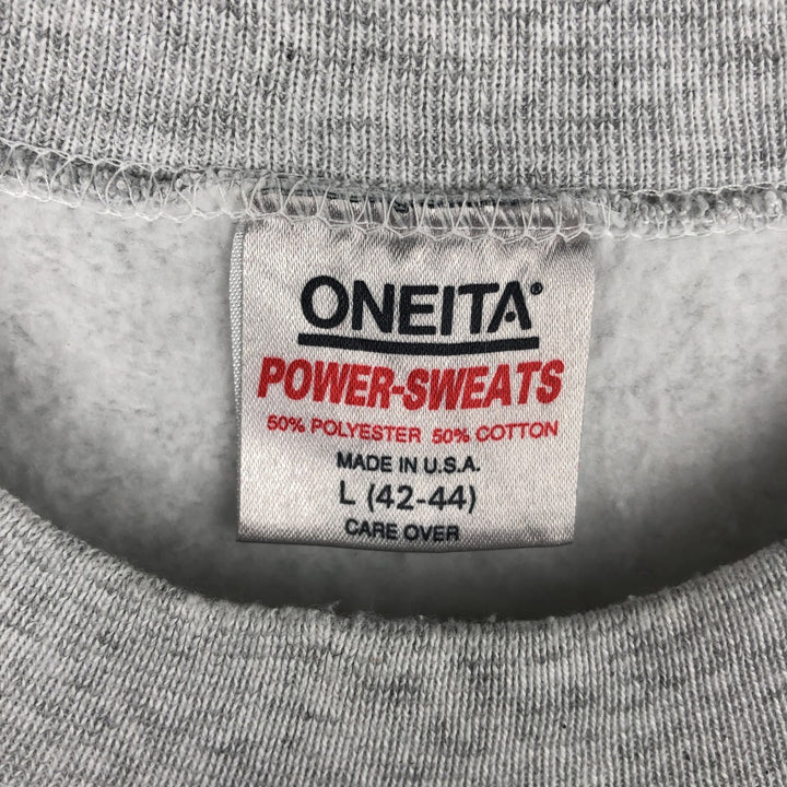 90'S ONEITA Large Print College Sweatshirt, Made in USA, Men's Size L, Vintage cotton white type Vintage Second Hand