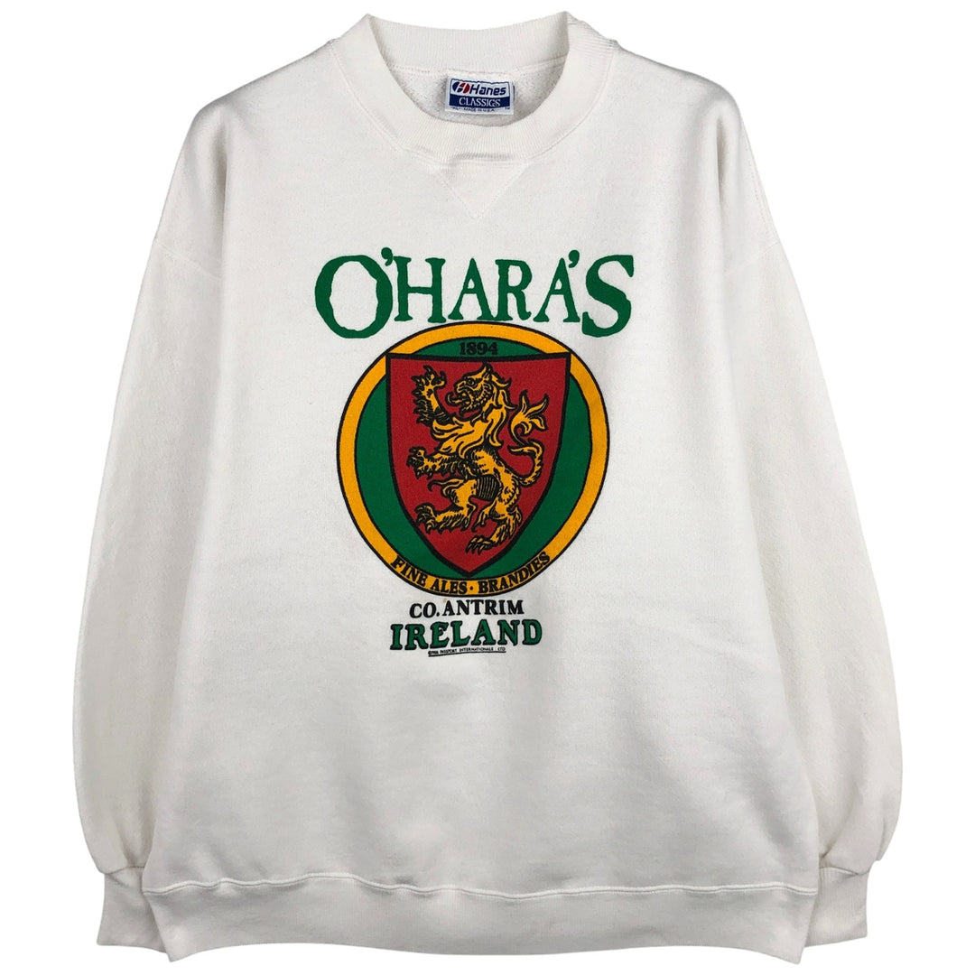 80'S Hanes Classics Printed Sweatshirt, Made in USA, Men's XL, Vintage cotton white type Vintage Second Hand
