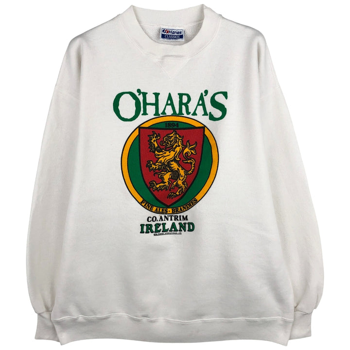 80'S Hanes Classics Printed Sweatshirt, Made in USA, Men's XL, Vintage cotton white type Vintage Second Hand