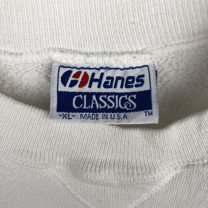 80'S Hanes Classics Printed Sweatshirt, Made in USA, Men's XL, Vintage cotton white type Vintage Second Hand