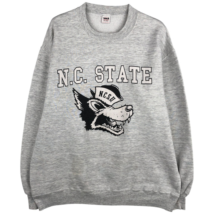 Vintage 80s-90'S WOLF College Character Sweatshirt, Made in USA, Men's XXL polyester gray type Vintage Second Hand