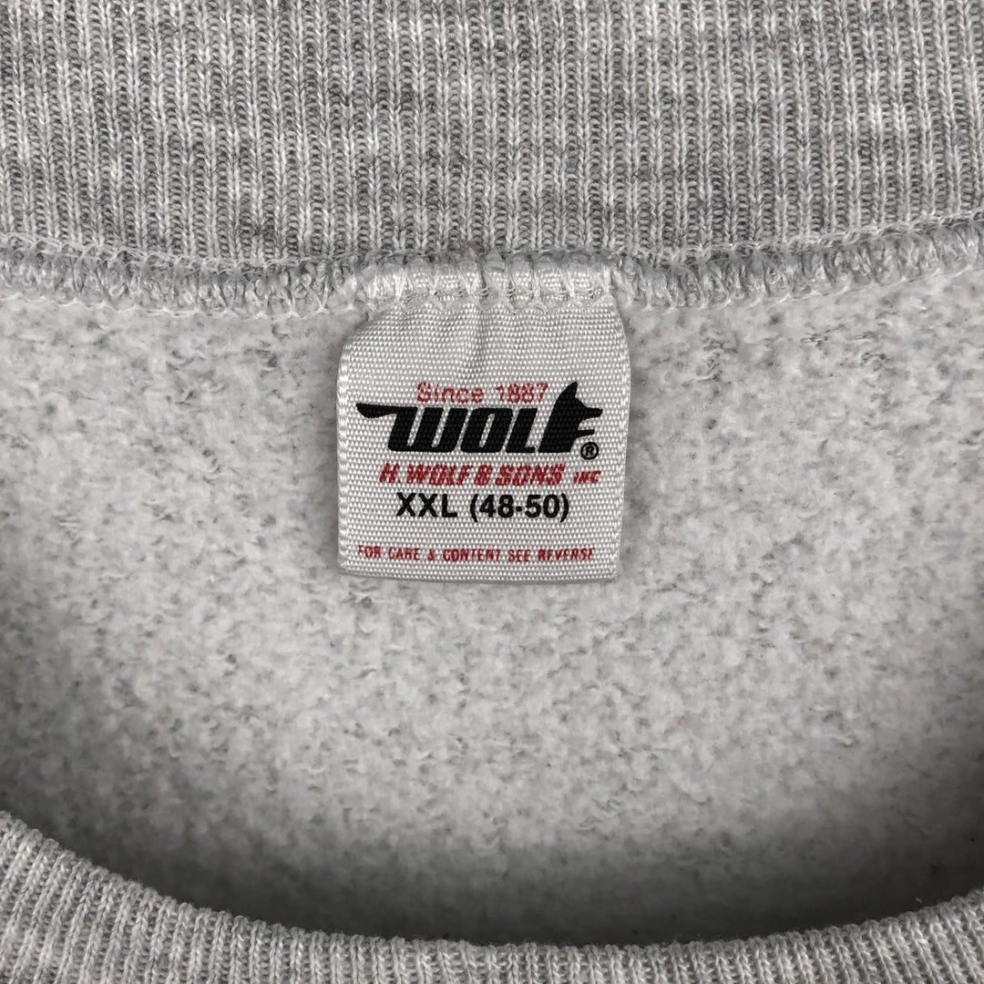 Vintage 80s-90'S WOLF College Character Sweatshirt, Made in USA, Men's XXL polyester gray type Vintage Second Hand