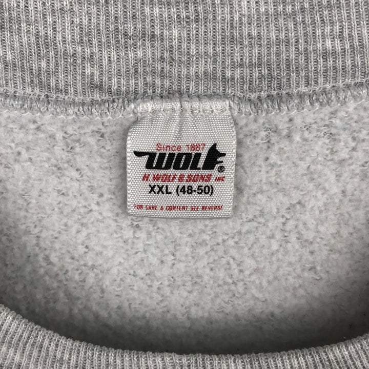 Vintage 80s-90'S WOLF College Character Sweatshirt, Made in USA, Men's XXL polyester gray type Vintage Second Hand