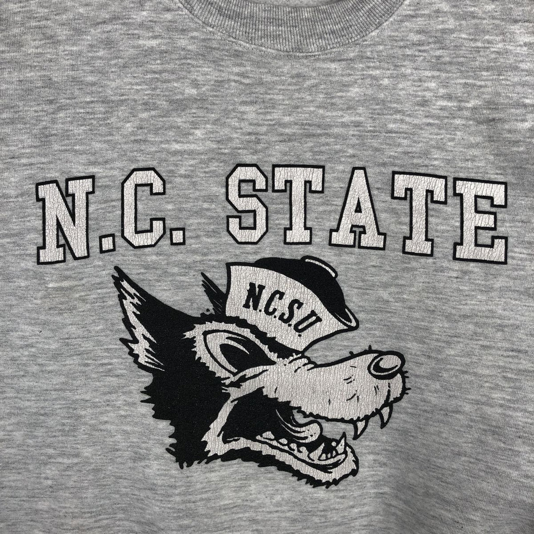 Vintage 80s-90'S WOLF College Character Sweatshirt, Made in USA, Men's XXL polyester gray type Vintage Second Hand